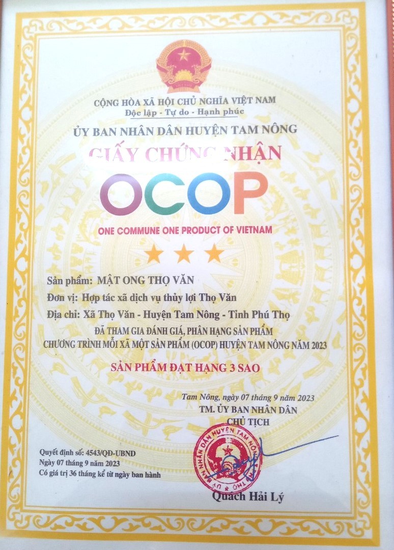 Nghề nuôi ong lấy mật ở Thọ Văn có sản phẩm chất lượng OCOP 3 sao Nghề nuôi ong lấy mật ở Thọ Văn có sản phẩm chất lượng OCOP 3 sao