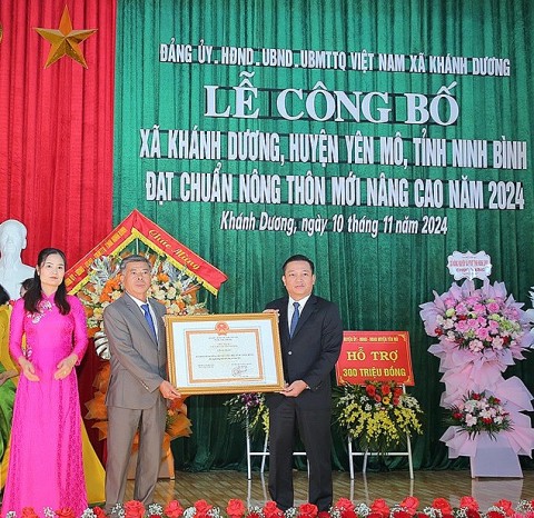 ninh binh xa khanh duong don nhan bang dat chuan nong thon moi nang cao