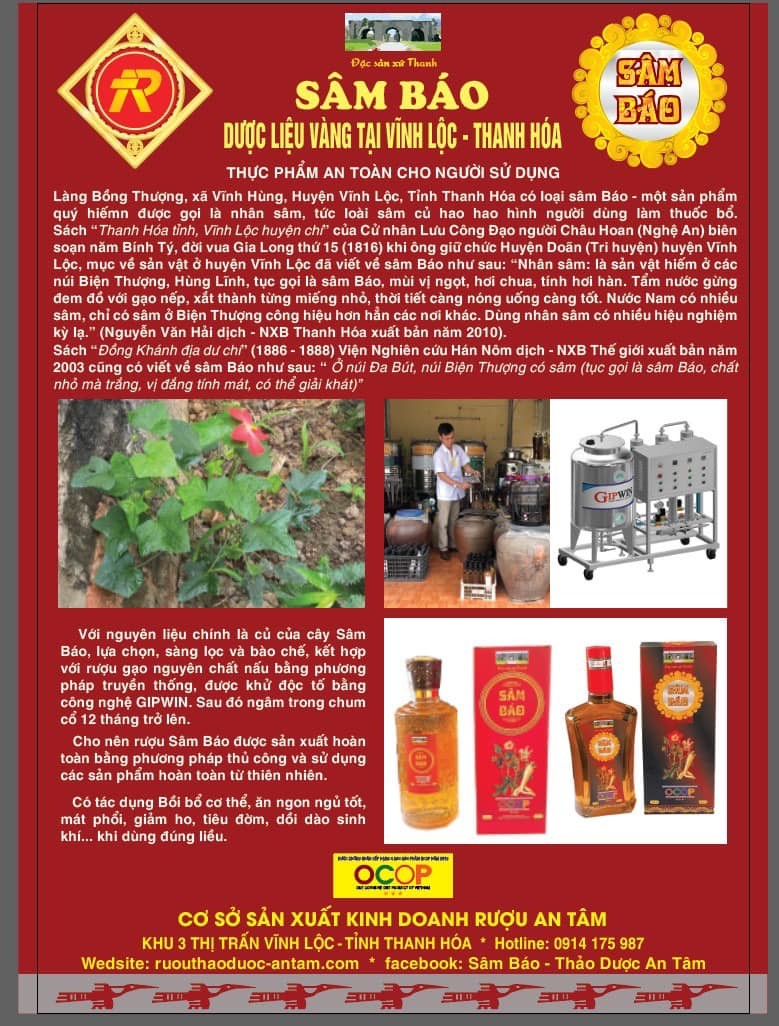 “Rượu Sâm Báo An Tâm” - Thương hiệu OCOP xứ Thanh