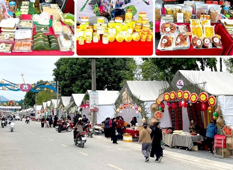 Các sản phẩm đặc trưng của thành phố được trưng bày tại Phố đi bộ Sông Cầu 