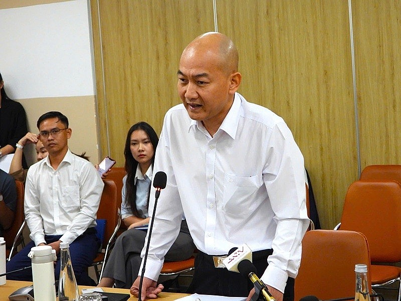 Ông Nguyễn Nguyên Phương, Phó giám đốc Sở Công thương TP. HCM chủ trì buổi họp báo công bố chi tiết Chương trình Kết nối cung cầu giữa TP và các tỉnh, thành năm 2025