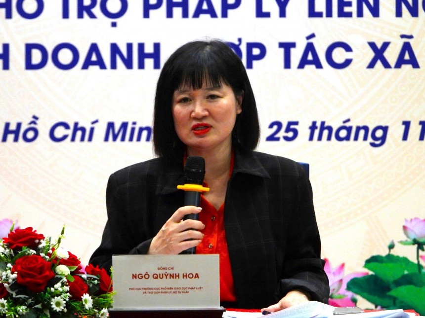 Bà Ngô Quỳnh Hoa, Phó Cục trưởng Cục Phổ biến, giáo dục pháp luật và Trợ giúp pháp lý thuộc Bộ Tư pháp
