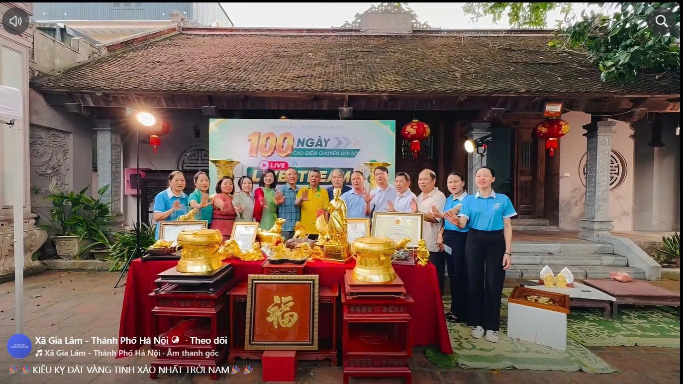 Phiên livestream quảng bá, giới thiệu và kết nối tiêu thụ sản phẩm OCOP, sản phẩm làng nghề của xã Gia Lâm trong đợt cao điểm “100 ngày thực hiện nhiệm vụ trọng tâm về chuyển đổi số”.