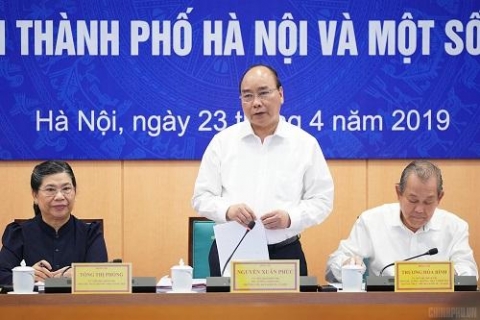 thu tuong chu tri buoi lam viec voi ha noi va 12 tinh thanh pho