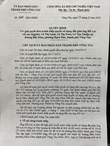 quyet dinh cua chu tich ubnd tpvung tau ban hanh co khach quan