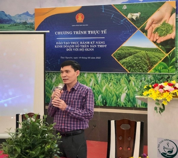 Ông Dương Sơn Hà, Phó Giám đốc Sở NN&amp;amp;PTNT Thái Nguyên phát biểu về kinh doanh sản phẩm OCOP trên sàn thương mại điện tử