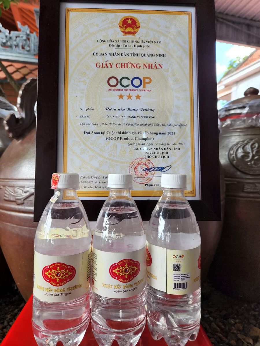 Sản phẩm rượu nếp Bàng Trường, sản phẩm được công nhận ocop 3 sao của tỉnh Quảng Ninh